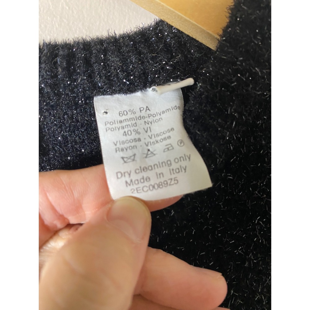 Sonia Rykiel Black Sparkle Knit Sweater Made in Italy Size 40 US 8 Textured Soft - Picture 6 of 6